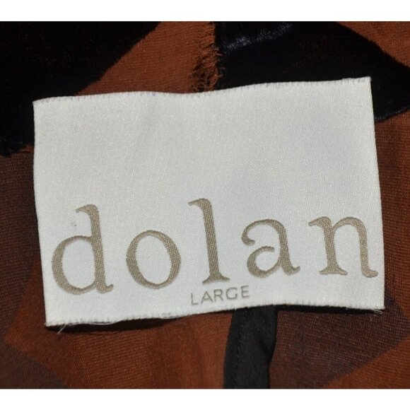 Dolan Antropologie L Brown Silk Black Velvet Chevron Open Top Jacket Sleeveless - Picture 8 of 10